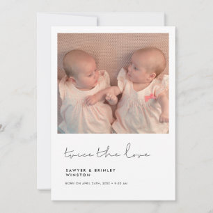 Minimalistisch handgeschreven Tweemaal de liefdest Aankondiging