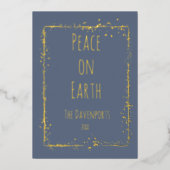 Minimalistisch Handgeschreven Vrede Op Aarde Folie Feestdagenkaart (Voorkant)