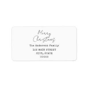 Minimalistisch handgeschreven vrolijk kerstfeest etiket