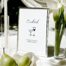 Minimalistisch Handgetekend Cocktailbar Huwelijk B