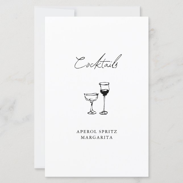 Minimalistisch Handgetekend Cocktailbar Huwelijk B (Voorkant)