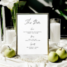 Minimalistisch handgetekend trouwbarmenu bord