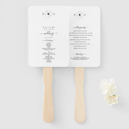 Minimalistisch handgetekend wildbloemmonogram trou handwaaier