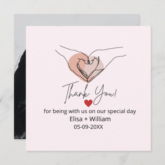 Minimalistisch handhartengebaarste bruiloft (Voorkant / Achterkant)