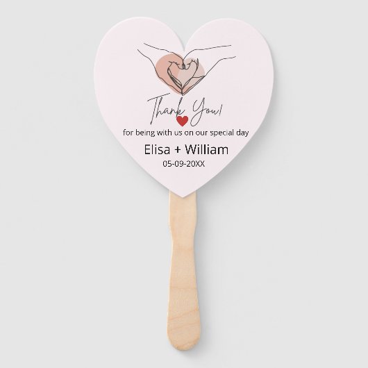 Minimalistisch handhartengebaarste bruiloft handwaaier (Voorkant)