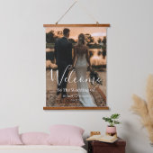Minimalistisch handschrift bruiloft foto welkom te hangend wandkleed (Slaapkamer)