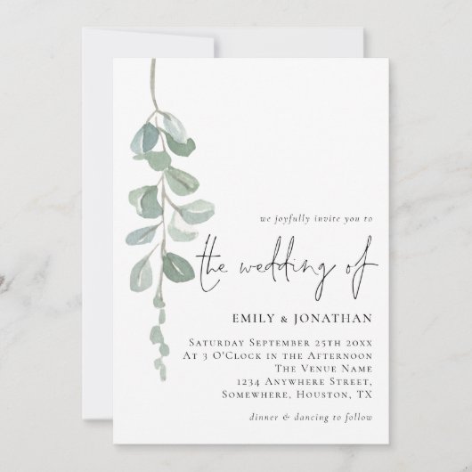 Minimalistisch handschrift Eucalyptus Handwriting  Kaart (Voorkant)