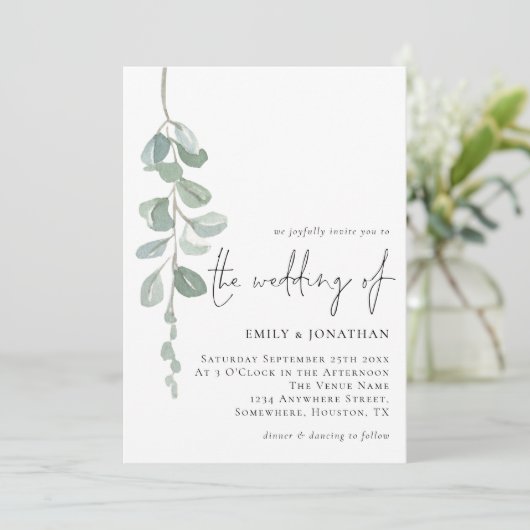 Minimalistisch handschrift Eucalyptus Handwriting  Kaart (Staand voorkant)