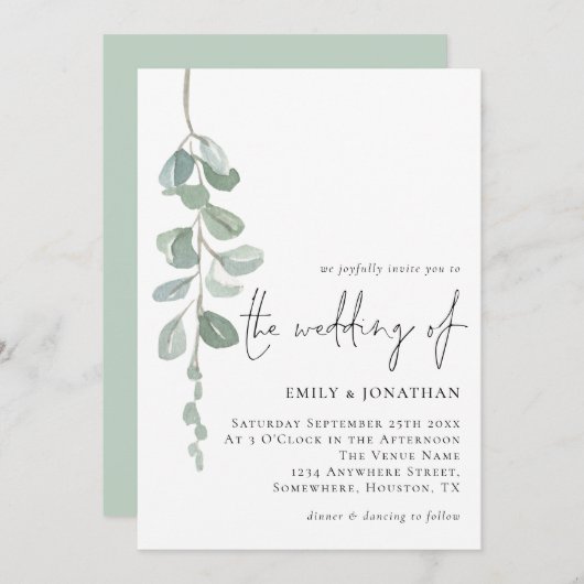 Minimalistisch handschrift Eucalyptus Handwriting  Kaart (Voorkant / Achterkant)