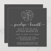 Minimalistisch handschrift Floral Drawing Wedding Kaart (Voorkant / Achterkant)