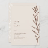 Minimalistisch handschrift Floral Ivory Wedding Save The Date (Voorkant / Achterkant)