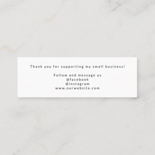 Minimalistisch handschrift Hartelijk dank Mini Visitekaartje (Achterkant)