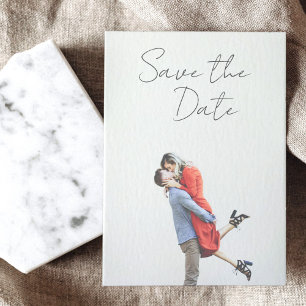 Minimalistisch handschrift met volledige fotobekli save the date