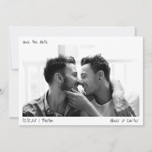 Minimalistisch Handschrift Schrift Groot Foto Mode Save The Date (Voorkant)
