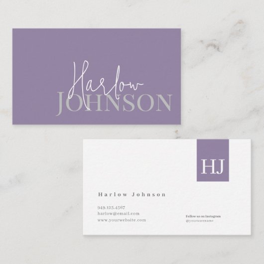 Minimalistisch handschrift Stusty Plum Elegant Visitekaartje (Voorkant / Achterkant)