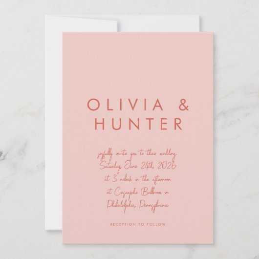 Minimalistisch handschrift Sunset Wedding Invitati Kaart (Voorkant)