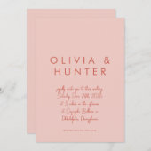 Minimalistisch handschrift Sunset Wedding Invitati Kaart (Voorkant / Achterkant)