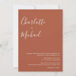 Minimalistisch handschrift Terracotta Wedding Kaart