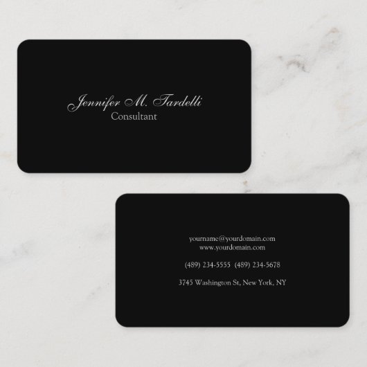 Minimalistisch handschrift zwarte Professional Visitekaartje (Voorkant / Achterkant)