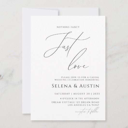 Minimalistisch handscript niets Fancy gewoon Love  Kaart (Voorkant)