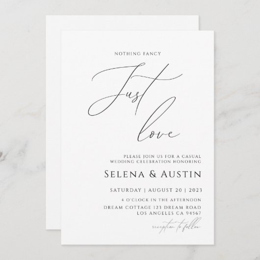 Minimalistisch handscript niets Fancy gewoon Love  Kaart (Voorkant / Achterkant)