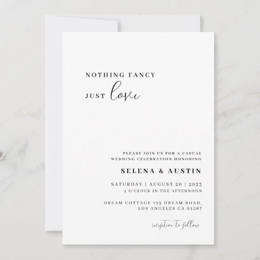 Minimalistisch handscript Niets Fancy Net Love Kaart (Voorkant)