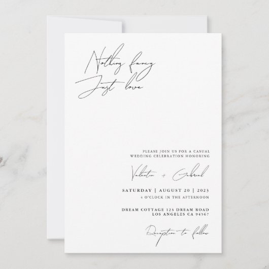 Minimalistisch handscript Niets Fancy Net Love Kaart (Voorkant)