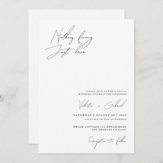 Minimalistisch handscript Niets Fancy Net Love Kaart (Voorkant / Achterkant)