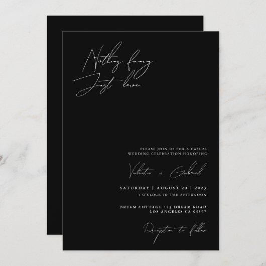 Minimalistisch handscript Niets Fancy Net Love Kaart (Voorkant / Achterkant)