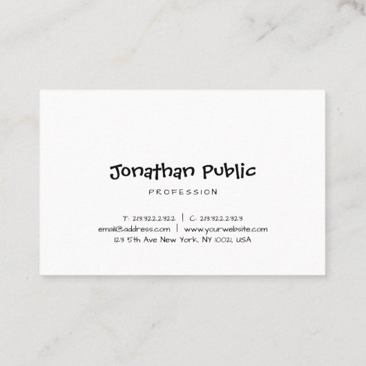 Minimalistisch handscript voor moderne eenvoudige visitekaartje (Achterkant)