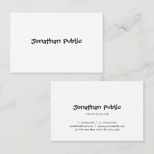 Minimalistisch handscript voor moderne eenvoudige  visitekaartje (Voorkant / Achterkant)