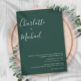 Minimalistisch handtekening Emerald Green Trouwscr Kaart