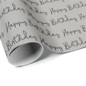 Minimalistisch Happy Birthday-script Cadeaupapier (Rol Hoek)