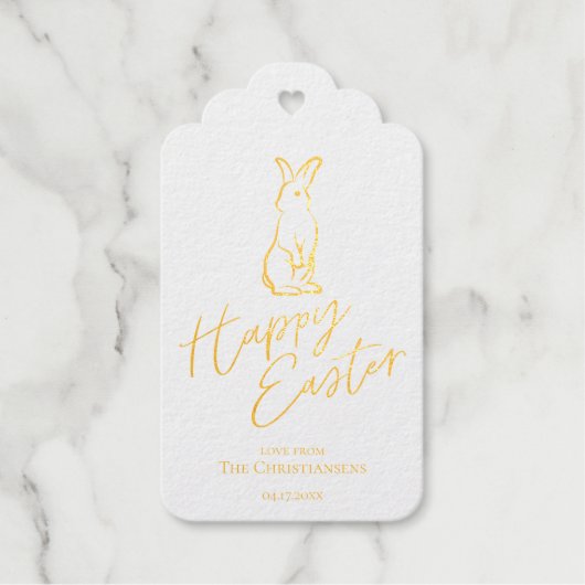 Minimalistisch Happy Easter Gold Cadeaulabels (Voorkant)