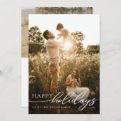 Minimalistisch Happy Holidays Script | Aangepaste Feestdagenkaart (Voorkant / Achterkant)