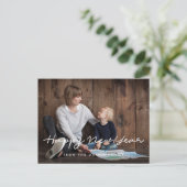 Minimalistisch Happy Nieuwjaar familiefoto Briefkaart (Staand voorkant)