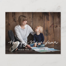 Minimalistisch Happy Nieuwjaar familiefoto Briefkaart