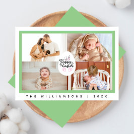 Minimalistisch Happy Paaster Bunny Four Photo Coll Feestdagenkaart