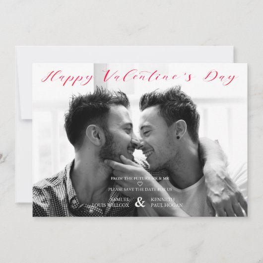 Minimalistisch Happy Valentine's Day Photo Wedding Save The Date (Voorkant)