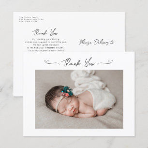 Minimalistisch hart Baby shower Dankuwel Baby foto Briefkaart