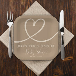 Minimalistisch hart Baby shower Elegant Modern Papieren Bordje