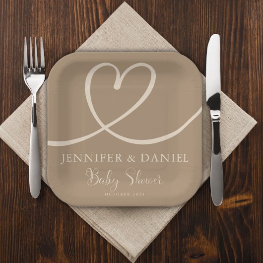 Minimalistisch hart Baby shower Elegant Modern Papieren Bordje