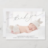 Minimalistisch hart dank u Baby Foto Geboorte Aankondiging (Voorkant)