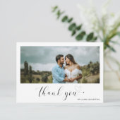Minimalistisch hart Eenvoudig script foto-bruiloft Bedankkaart (Staand voorkant)