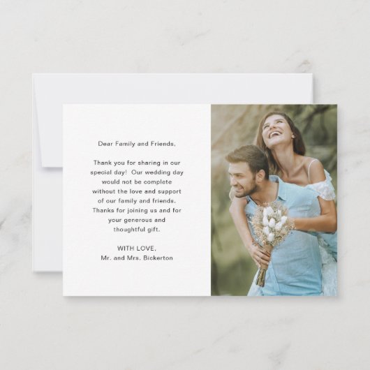 Minimalistisch hart Eenvoudig script foto-bruiloft Bedankkaart (Achterkant)