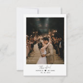 Minimalistisch hart met foto Dusty Blue Wedding Bedankkaart (Voorkant)