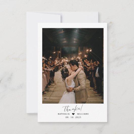 Minimalistisch hart met foto Dusty Blue Wedding Bedankkaart (Voorkant)