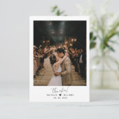 Minimalistisch hart met foto Dusty Blue Wedding Bedankkaart (Staand voorkant)