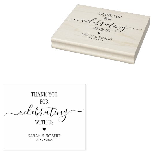 Minimalistisch Hartelijk dank voor het vieren met Rubberstempel (Gestempeld)