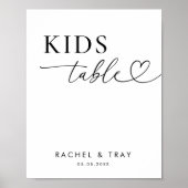 Minimalistisch Hartschrift Kinder Tafel Trouwteken Poster (Voorkant)